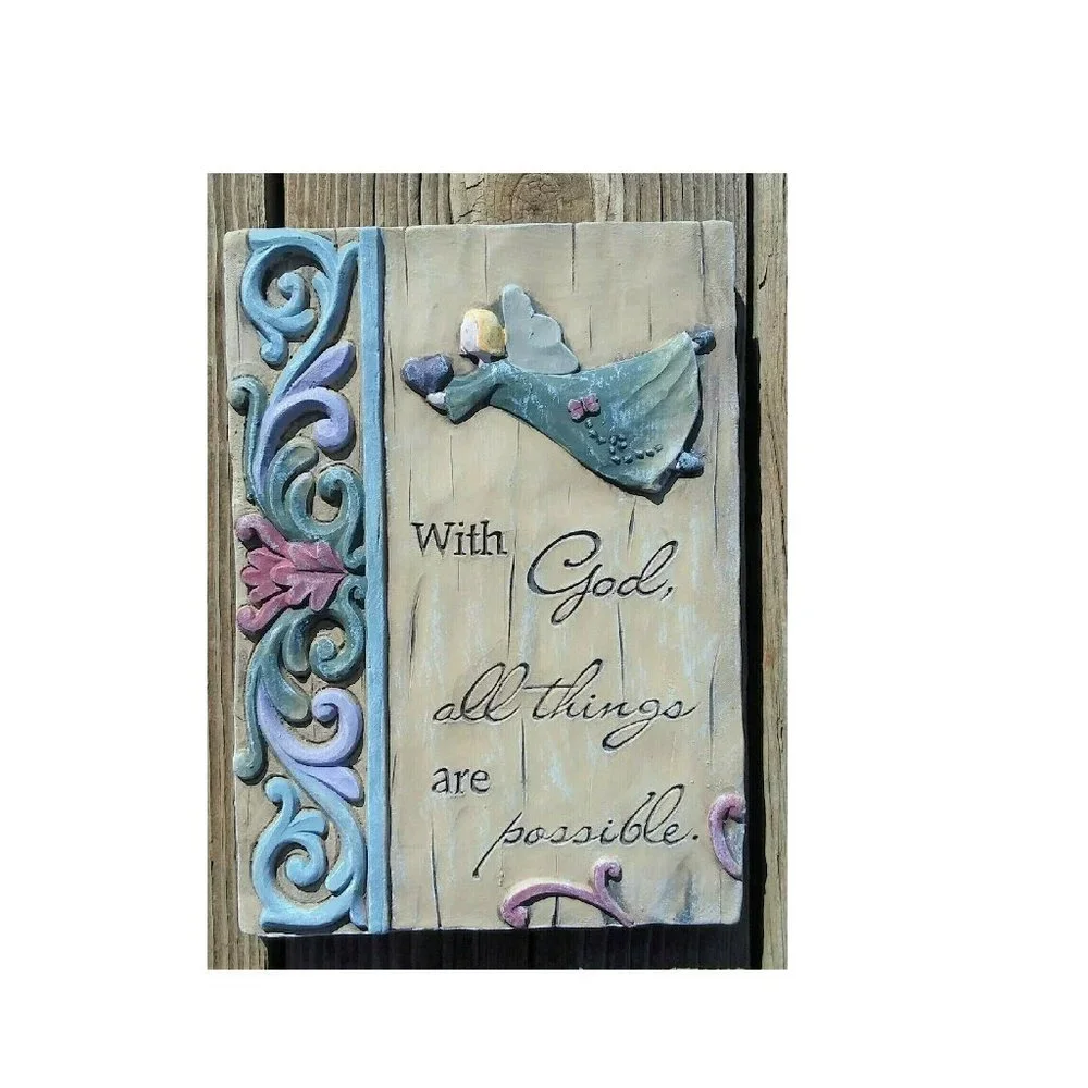WITH GOD ALL THINGS ARE POSSIBLE Christian Sign Plaque Angel